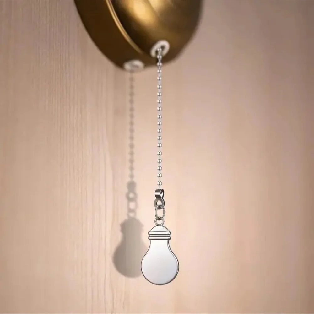 Silver Fan and Bulb Pull Chain Set